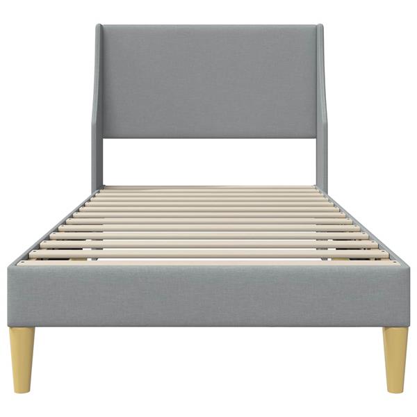 Grote foto vidaxl bedframe met hoofdeinde lichtgrijs 90 x 200 cm stof antiek en kunst stoelen en banken