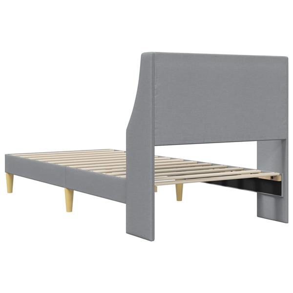 Grote foto vidaxl bedframe met hoofdeinde lichtgrijs 90 x 200 cm stof antiek en kunst stoelen en banken