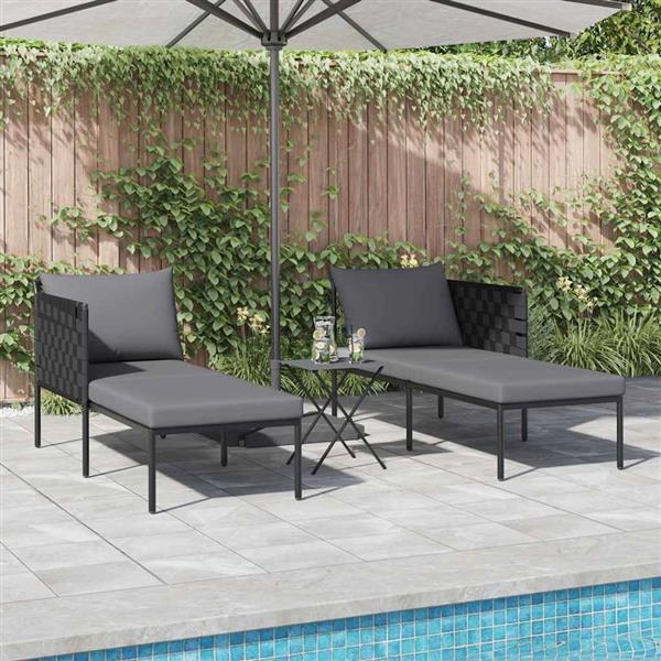 Grote foto vidaxl ligstoel antraciet 153 x 115 x 69.5 cm gepoedercoat staal tuin en terras tuinmeubelen