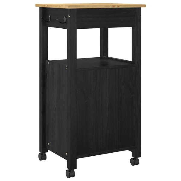 Grote foto vidaxl keuken trolley monza zwart 48 x 40 x 88 5 cm massief vurenhout huis en inrichting keukenbenodigdheden