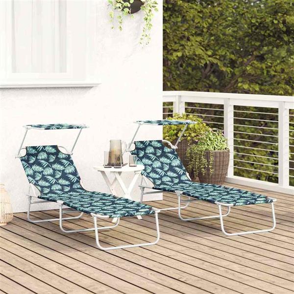 Grote foto vidaxl ligstoel 2 pcs groen 58 x 188 x 77cm polyester tuin en terras tuinmeubelen