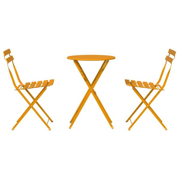 Grote foto vidaxl vouw bistro set 3 pcs mosterdgeel staal tuin en terras tuinmeubelen