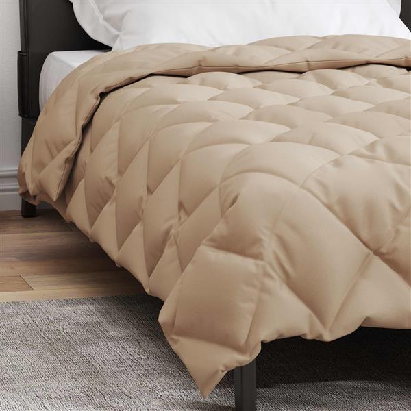Grote foto vidaxl winter dekbed taupe 220 x 140 cm microfiber huis en inrichting bedden