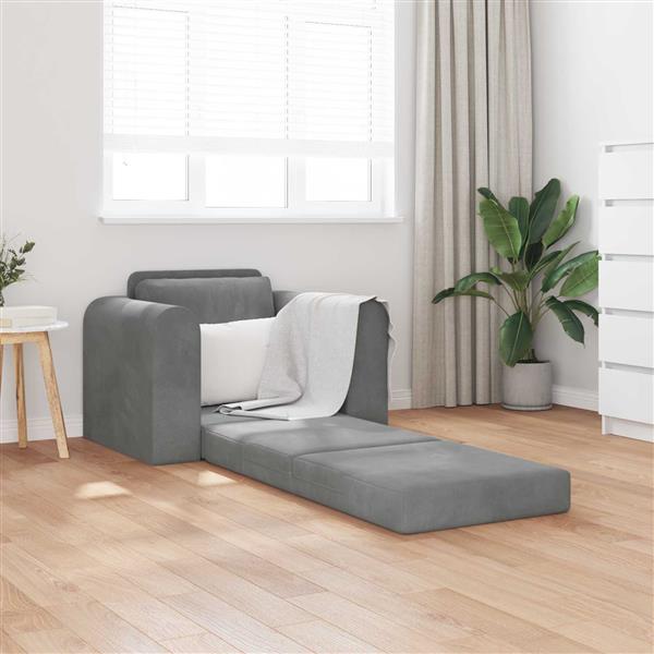 Grote foto vidaxl vouwsofa bed donkergrijs 98 x 71 x 83 cm fluweel huis en inrichting bankstellen