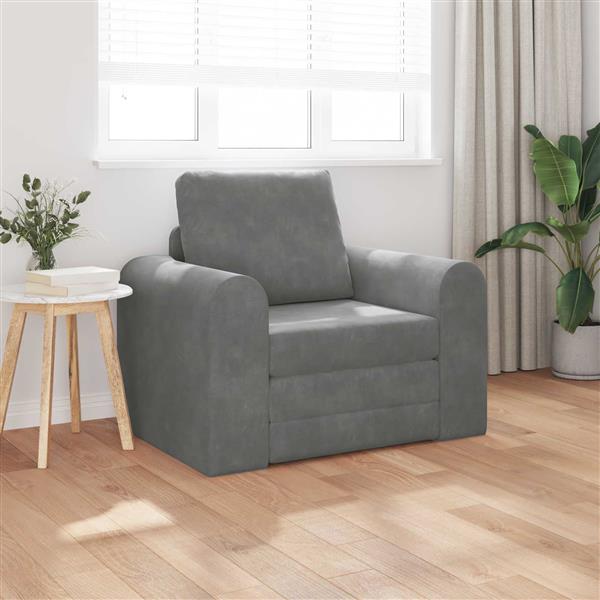 Grote foto vidaxl vouwsofa bed donkergrijs 98 x 71 x 83 cm fluweel huis en inrichting bankstellen