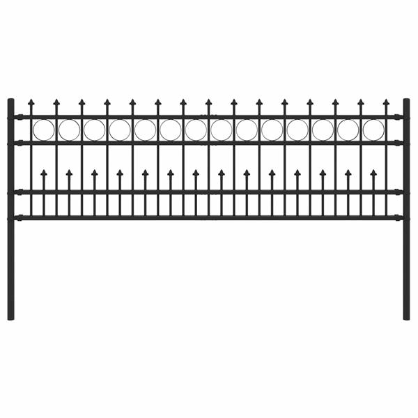 Grote foto vidaxl spike ring hek zwart 200 x 130 cm gepoedercoat staal tuin en terras hekken en schuttingen