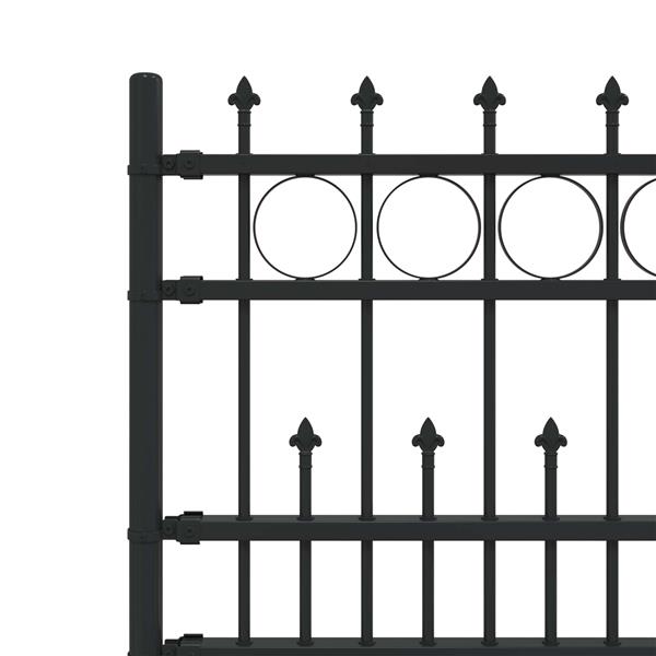 Grote foto vidaxl spike ring hek zwart 200 x 130 cm gepoedercoat staal tuin en terras hekken en schuttingen