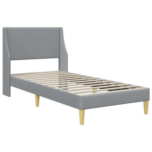 Grote foto vidaxl bedframe met hoofdeinde lichtgrijs 90 x 200 cm stof antiek en kunst stoelen en banken