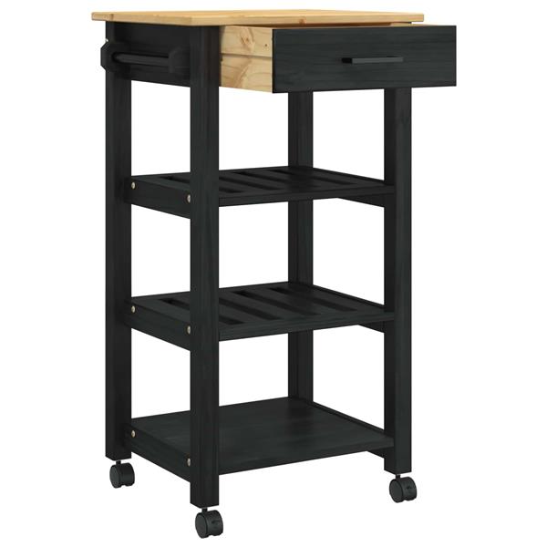 Grote foto vidaxl keuken trolley monza zwart 48 x 40 x 88 5 cm massief vurenhout huis en inrichting keukenbenodigdheden