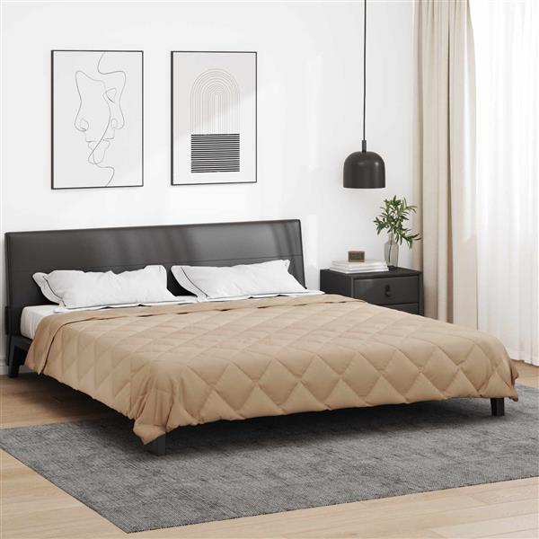 Grote foto vidaxl zomer dekbed taupe 240 x 200 cm microfiber huis en inrichting bedden
