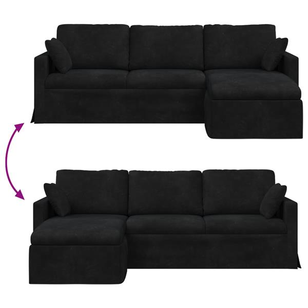 Grote foto vidaxl bank zwart 198 x 134 x 80 cm fluweel huis en inrichting bankstellen