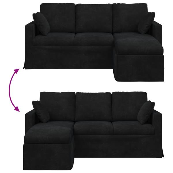 Grote foto vidaxl bank zwart 198 x 134 x 80 cm fluweel huis en inrichting bankstellen