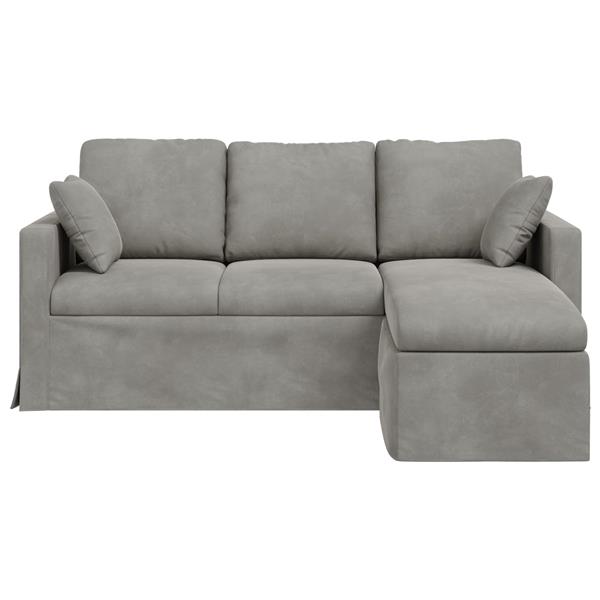 Grote foto vidaxl bank lichtgrijs 198 x 134 x 80 cm fluweel huis en inrichting bankstellen