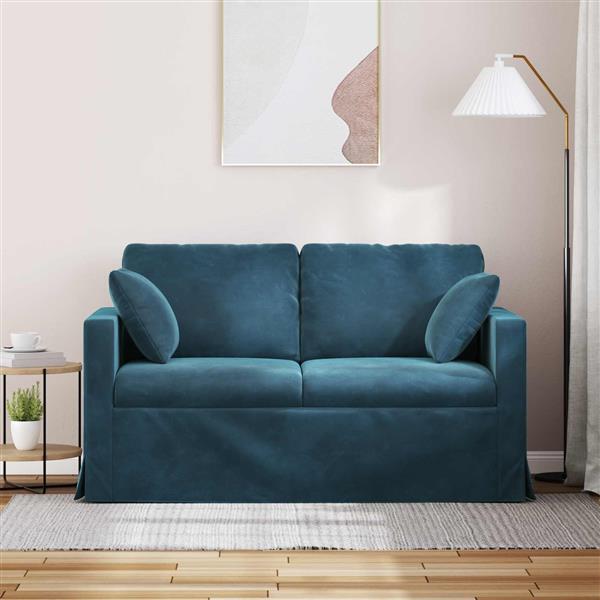 Grote foto vidaxl bank blauw 138 x 78 x 80 cm fluweel huis en inrichting bankstellen