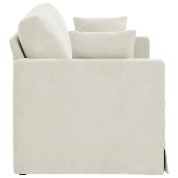 Grote foto vidaxl bank cr me 138 x 78 x 80 cm fluweel huis en inrichting bankstellen