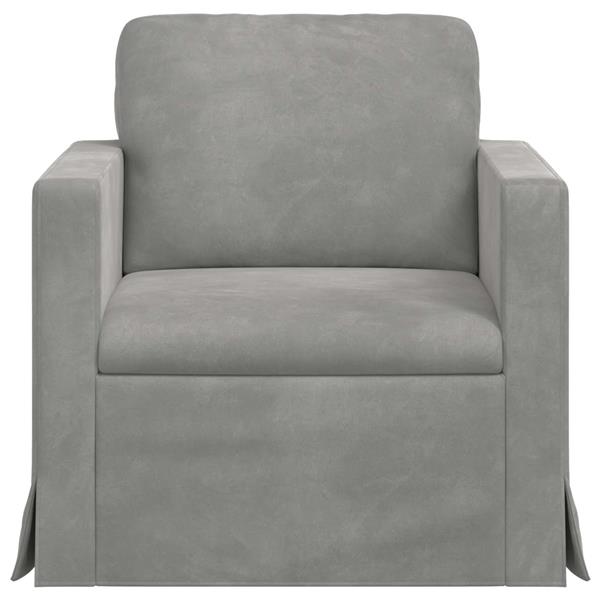 Grote foto vidaxl bank lichtgrijs 78 x 78 x 80 cm fluweel huis en inrichting bankstellen