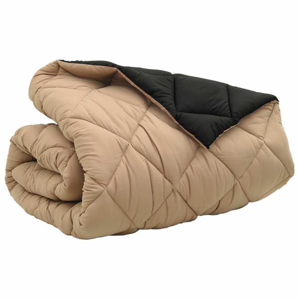 Grote foto vidaxl winter dekbed zwart en taupe 240 x 200 cm microfiber huis en inrichting bedden