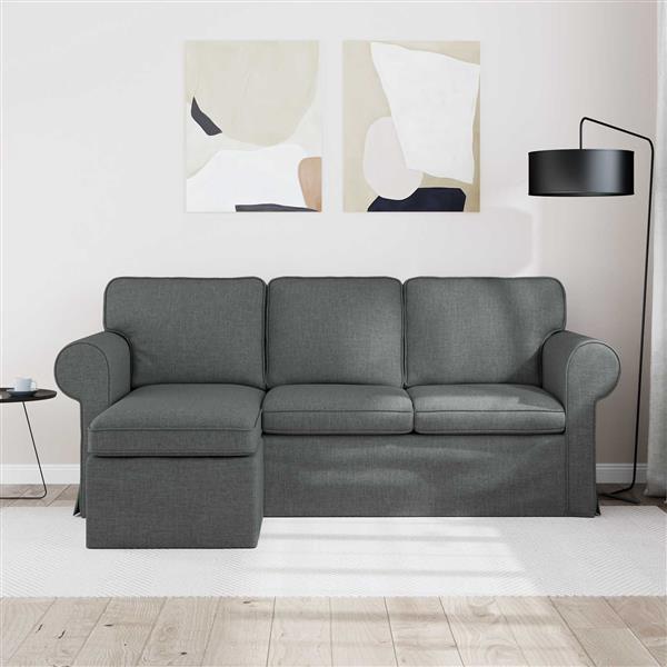 Grote foto vidaxl bank donkergrijs 215 x 138 x 80 cm stof huis en inrichting bankstellen