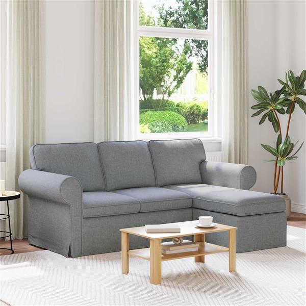 Grote foto vidaxl bank lichtgrijs 215 x 138 x 80 cm stof huis en inrichting bankstellen