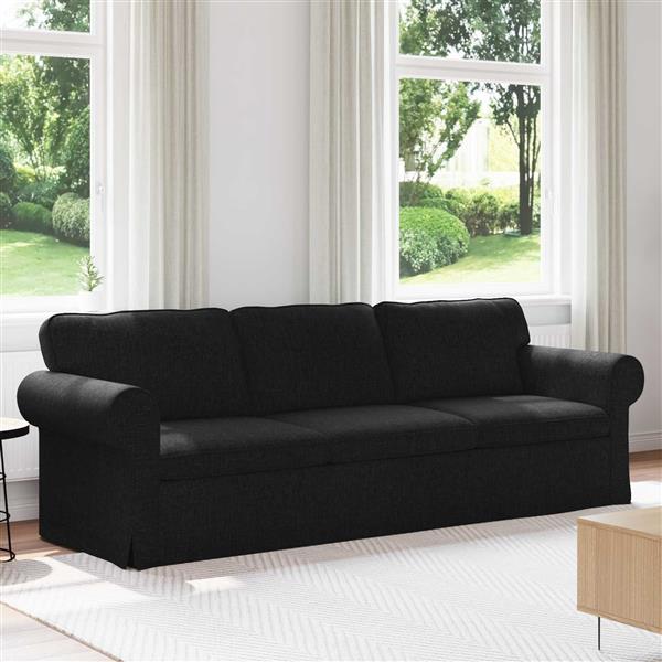 Grote foto vidaxl bank zwart 215 x 82 x 80 cm stof huis en inrichting bankstellen