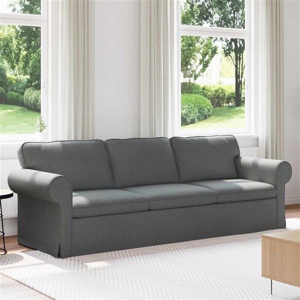 Grote foto vidaxl bank donkergrijs 215 x 82 x 80 cm stof huis en inrichting bankstellen