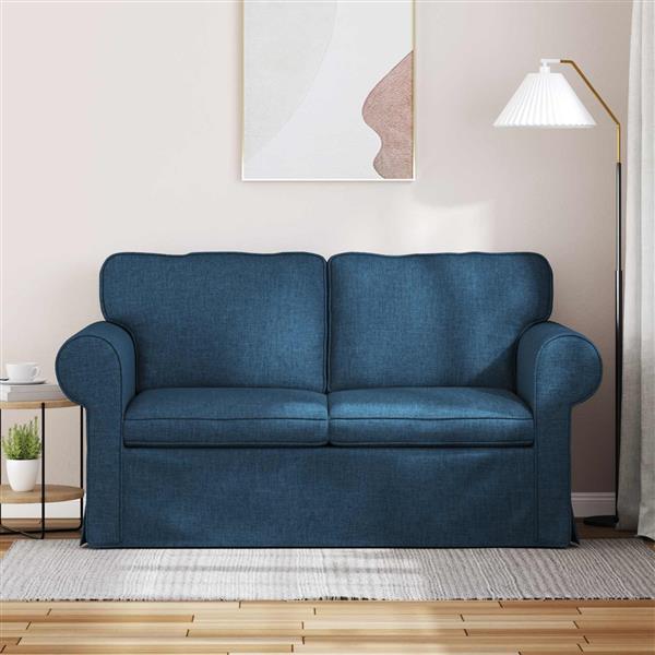 Grote foto vidaxl bank blauw 215 x 82 x 80 cm stof huis en inrichting bankstellen