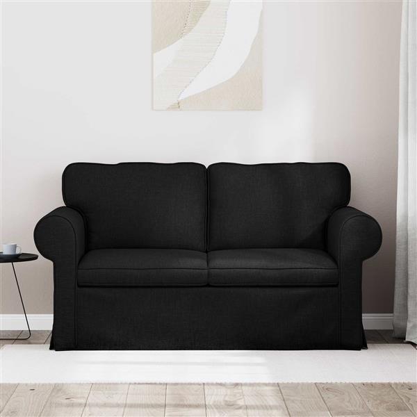 Grote foto vidaxl bank zwart 215 x 82 x 80 cm stof huis en inrichting bankstellen