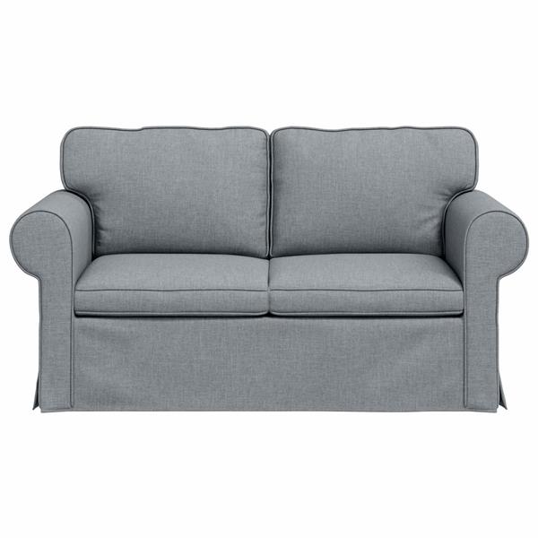 Grote foto vidaxl bank lichtgrijs 215 x 82 x 80 cm stof huis en inrichting bankstellen