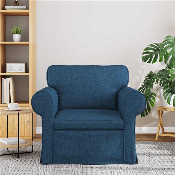 Grote foto vidaxl bank blauw 215 x 82 x 80 cm stof huis en inrichting bankstellen