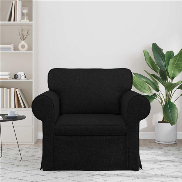 Grote foto vidaxl bank zwart 215 x 82 x 80 cm stof huis en inrichting bankstellen