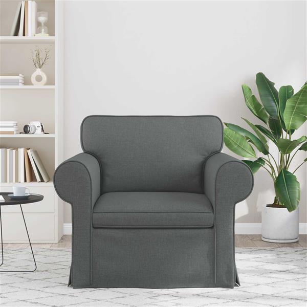 Grote foto vidaxl bank donkergrijs 215 x 82 x 80 cm stof huis en inrichting bankstellen