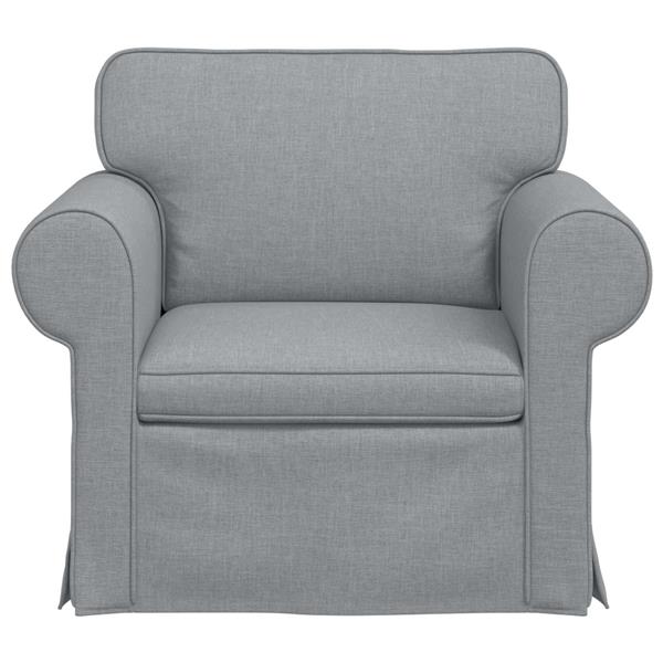 Grote foto vidaxl bank lichtgrijs 215 x 82 x 80 cm stof huis en inrichting bankstellen