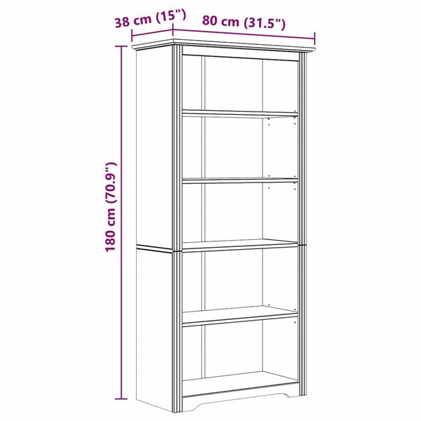Grote foto vidaxl boekenkast bodo honingbruin 82 x 40 x 173 cm bewerkt hout huis en inrichting overige