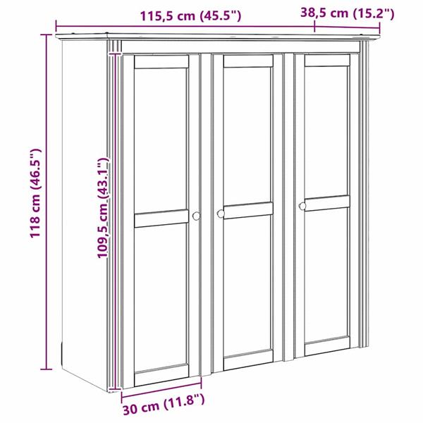 Grote foto vidaxl kast met glazen deuren bodo honingbruin 115 5 x 38 5 x 117 7 cm huis en inrichting overige