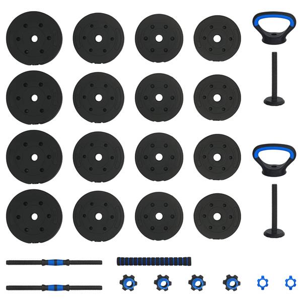 Grote foto vidaxl 2 in 1 halter barbell set 30kg zwart en blauw sport en fitness fitness