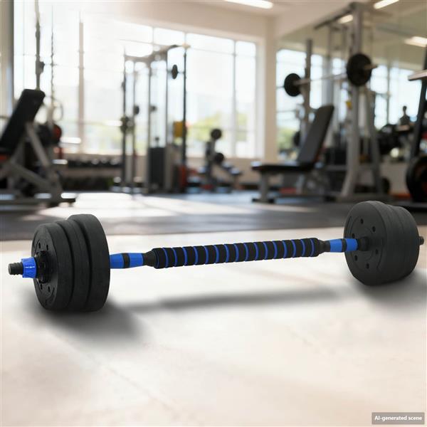 Grote foto vidaxl 2 in 1 halter barbell set 30kg zwart en blauw sport en fitness fitness