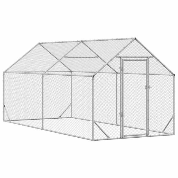 Grote foto vidaxl kippenhok zilver 400x170x177cm gegalvaniseerd staal dieren en toebehoren hokken en kooien