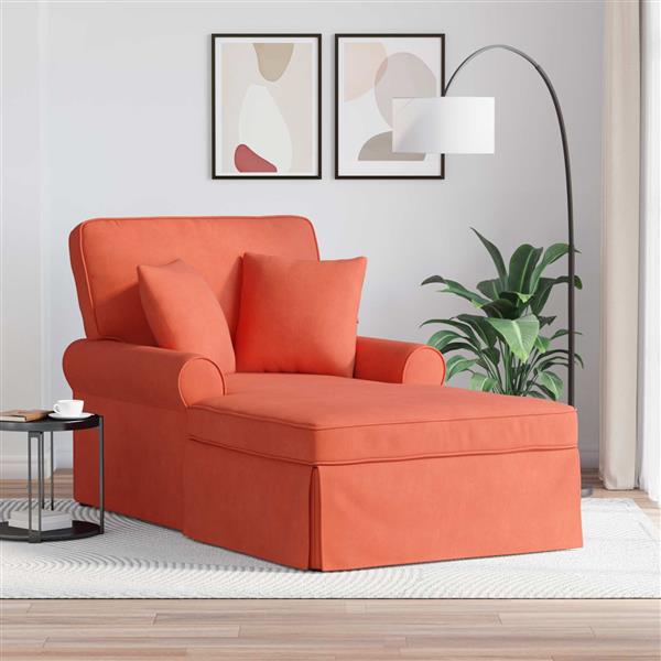 Grote foto vidaxl chaise lounge met rok 3 pcs rood oranje geribbelde stof huis en inrichting bankstellen