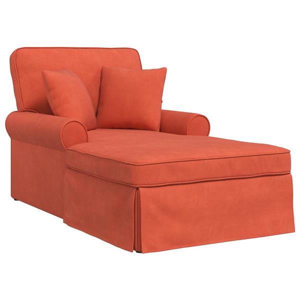 Grote foto vidaxl chaise lounge met rok 3 pcs rood oranje geribbelde stof huis en inrichting bankstellen