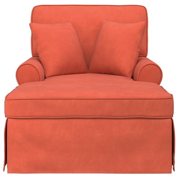 Grote foto vidaxl chaise lounge met rok 3 pcs rood oranje geribbelde stof huis en inrichting bankstellen