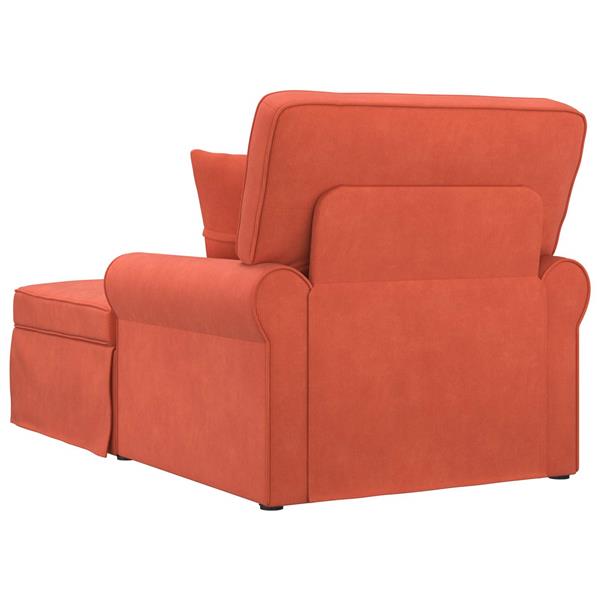 Grote foto vidaxl chaise lounge met rok 3 pcs rood oranje geribbelde stof huis en inrichting bankstellen