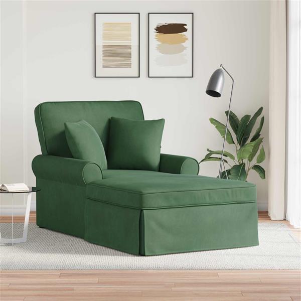 Grote foto vidaxl chaise lounge met rok 3 pcs jungle groen geribbelde stof huis en inrichting bankstellen