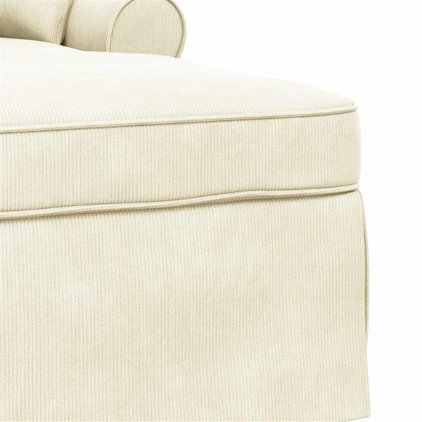 Grote foto vidaxl chaise lounge met rok met kussen 3 pcs cr me geribbelde stof huis en inrichting bankstellen