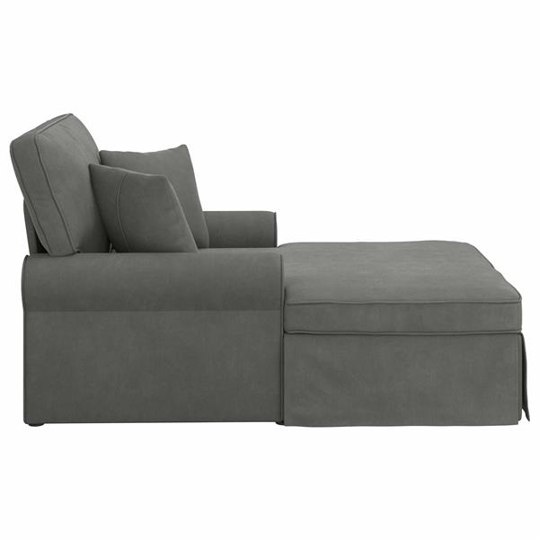 Grote foto vidaxl chaise lounge met rok 3 pcs donkergrijs geribbelde stof huis en inrichting bankstellen