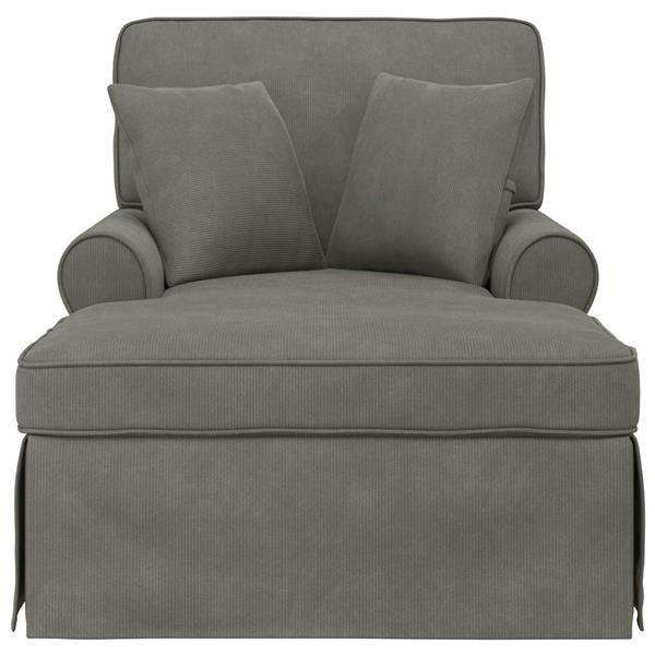 Grote foto vidaxl chaise lounge met rok 3 pcs lichtgrijs geribbelde stof huis en inrichting bankstellen