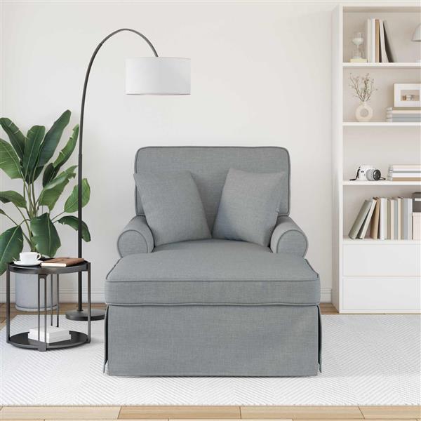 Grote foto vidaxl chaise lounge met rok lichtgrijs 91 x 157 x 91 cm stof huis en inrichting bankstellen