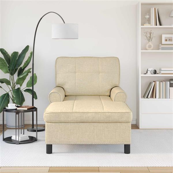 Grote foto vidaxl chaise lounge met kussen cr me 91 x 157 x 91 cm stof huis en inrichting bankstellen