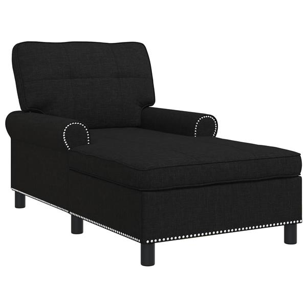 Grote foto vidaxl chaise lounge met kussen zwart 91 x 157 x 91 cm stof huis en inrichting bankstellen