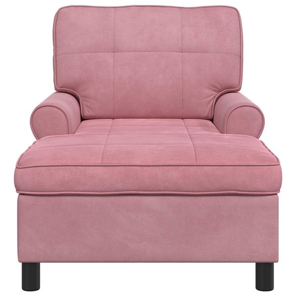 Grote foto vidaxl chaise lounge met kussen roze 91 x 157 x 91 cm fluweel huis en inrichting bankstellen