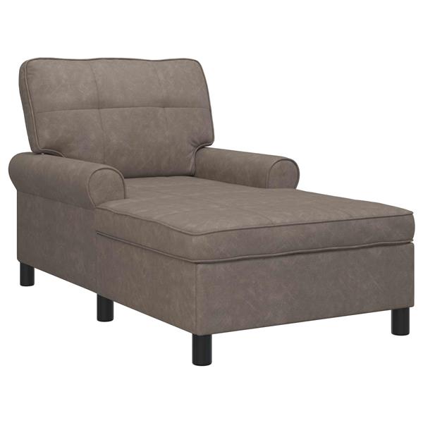 Grote foto vidaxl chaise lounge met kussen grijs 91 x 157 x 91 cm antiek pu huis en inrichting bankstellen